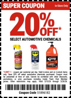 Harbor Freight Coupon 20 percent off coupon expires: 5/26/24