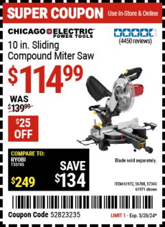 Harbor Freight Coupon 25 percent off coupon expires: 5/26/24