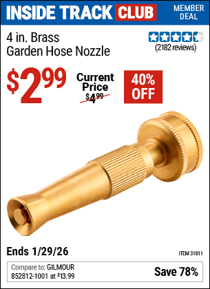 www.hfqpdb.com - 4 IN. BRASS GARDEN HOSE NOZZLE Lot No. 31811