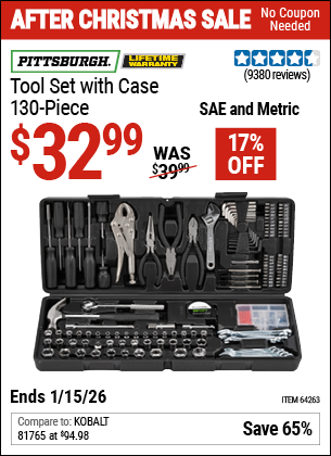 www.hfqpdb.com - PITTSBURGH TOOL SET WITH CASE, 130-PIECE Lot No. 64263