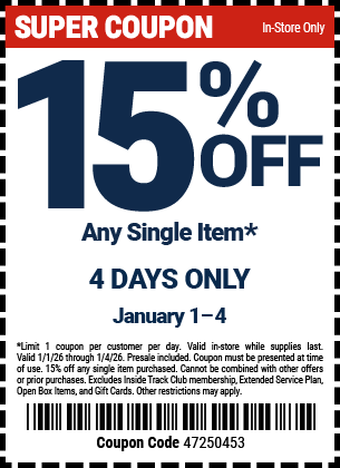 Harbor Freight 15 percent off coupon