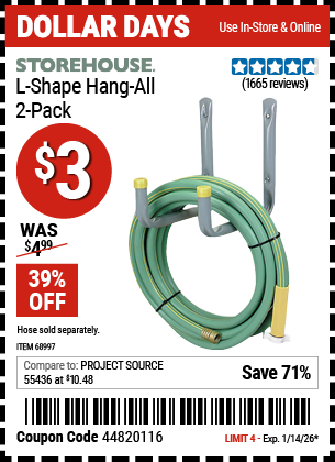 www.hfqpdb.com - STOREHOUSE L-SHAPE HANG-ALL, 2-PACK Lot No. 68997