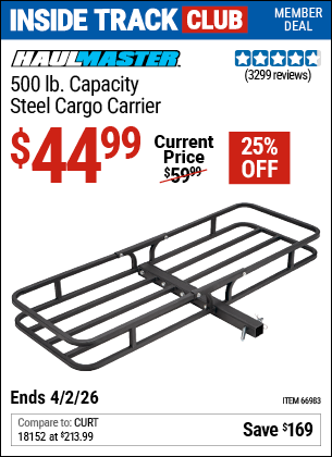 www.hfqpdb.com - HAUL-MASTER 500 LB. CAPACITY STEEL CARGO CARRIER Lot No. 66983/69623