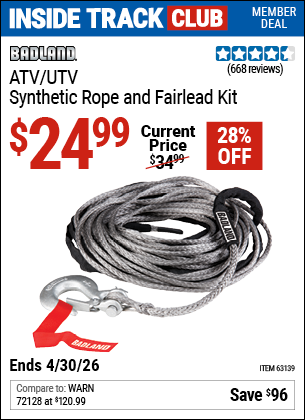 www.hfqpdb.com - BADLAND ATV/UTV SYNTHETIC ROPE & FAIRLEAD KIT Lot No. 63139
