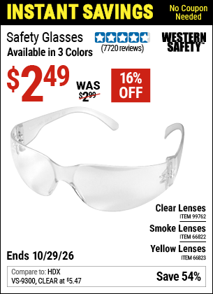 www.hfqpdb.com - WESTERN SAFETY SAFETY GLASSES Lot No. 66822/66823/99762/63851