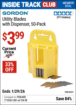 www.hfqpdb.com - GORDON UTILITY BLADES WITH DISPENSER, 50-PACK Lot No. 60574