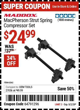 www.hfqpdb.com - MADDOX MACPHERSON STRUT SPRING COMPRESSOR SET Lot No. 63262