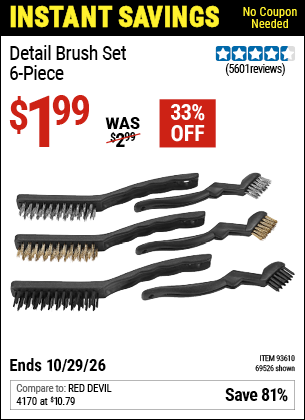 www.hfqpdb.com - DETAIL BRUSH SET, 6-PIECE Lot No. 69526/62616
