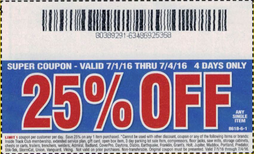 Harbor Freight Coupon 25 Percent Off Printable