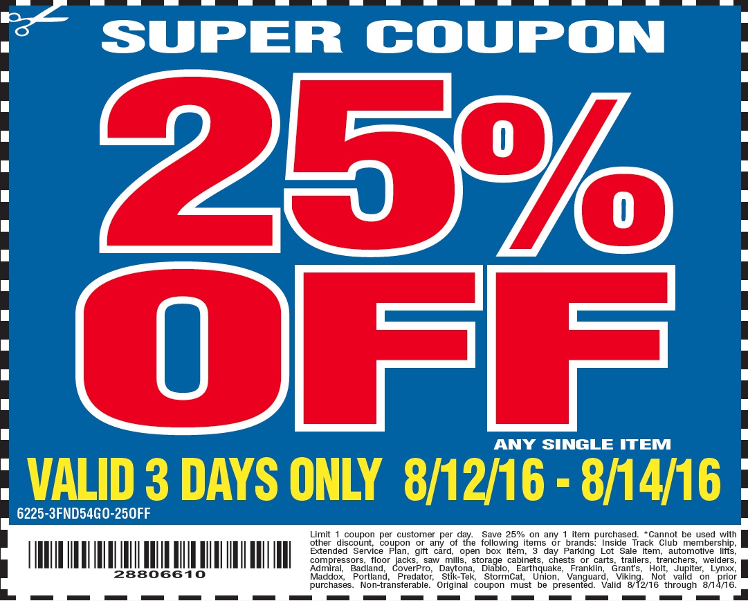 Dynamic Harbor Freight 25 Off Printable Coupon 2020 | Russell Website