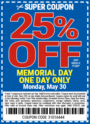 Harbor Freight 25 percent off coupon