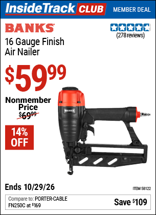 www.hfqpdb.com - BANKS 16 GAUGE FINISH AIR NAILER Lot No. 64137