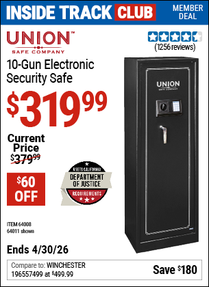 www.hfqpdb.com - UNION SAFE COMPANY 10-GUN ELECTRONIC SECURITY SAFE Lot No. 64011/64008