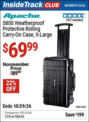 www.hfqpdb.com - APACHE 5800 WEATHERPROOF PROTECTIVE ROLLING CARRY-ON CASE, X-LARGE Lot No. 64819