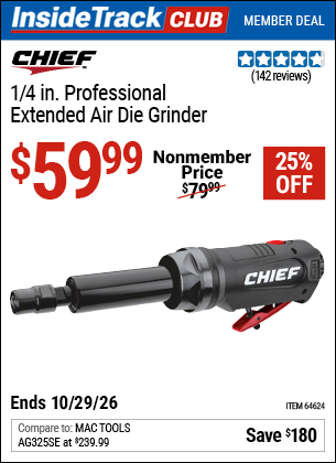 www.hfqpdb.com - CHIEF 1/4 IN. PROFESSIONAL EXTENDED AIR DIE GRINDER Lot No. 64624
