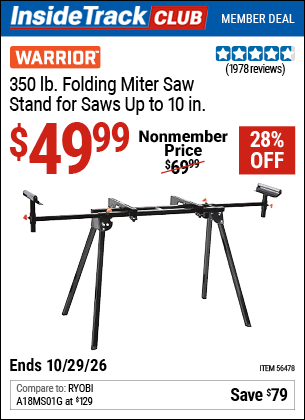 www.hfqpdb.com - WARRIOR 350 LB. FOLDING MITER SAW STAND FOR SAWS UP TO 10 IN. Lot No. 56478