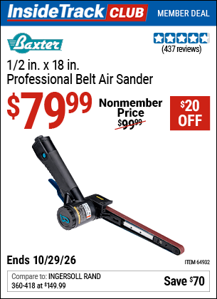 www.hfqpdb.com - BAXTER 1/2 IN. X 18 IN. PROFESSIONAL BELT AIR SANDER Lot No. 64932