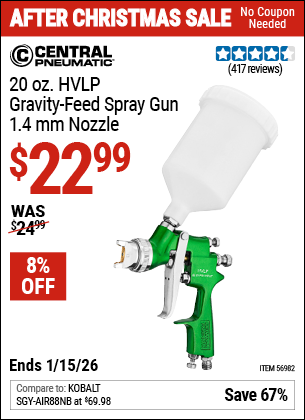 www.hfqpdb.com - CENTRAL PNEUMATIC 20 OZ. HVLP GRAVITY-FEED SPRAY GUN Lot No. 56982