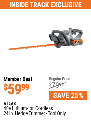atlas 40v hedge trimmer
