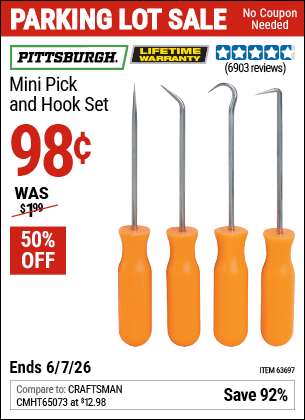 www.hfqpdb.com - PITTSBURGH MINI PICK AND HOOK SET Lot No. 63697/66836/94500/63765/34328