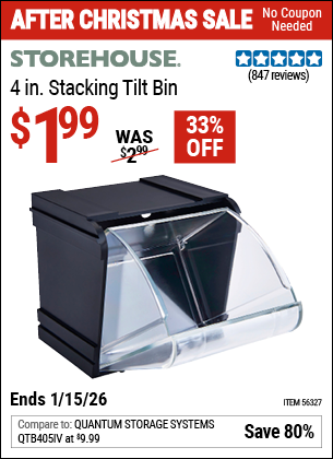 www.hfqpdb.com - STOREHOUSE 4 IN. STACKING TILT BIN Lot No. 56327