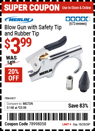 www.hfqpdb.com - MERLIN BLOW GUN WITH SAFETY TIP AND RUBBER TIP Lot No. 63577