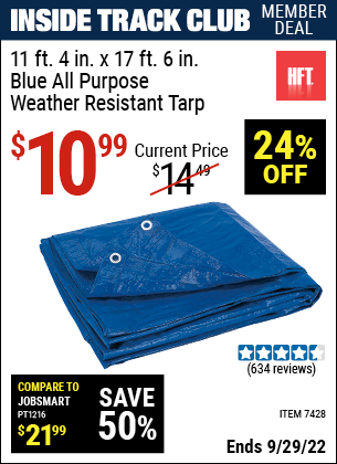 www.hfqpdb.com - 11 FT. 4 IN. X 17 FT. 6 IN. BLUE ALL PURPOSE/WEATHER RESISTANT TARP Lot No. 7428 / 69119 / 69125 / 69133 / 69141 / 69254