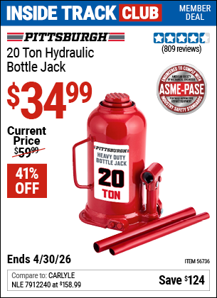 www.hfqpdb.com - PITTSBURGH 20 TON HYDRAULIC BOTTLE JACK Lot No. 56736