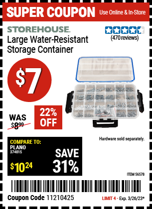 www.hfqpdb.com - STOREHOUSE LARGE WATER RESISTANT STORAGE CONTAINER Lot No. 56578