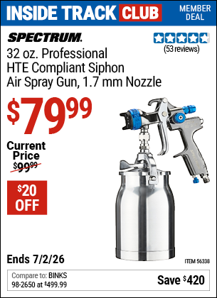 www.hfqpdb.com - SPECTRUM 32 OZ. PROFESSIONAL HTE COMPLIANT SIPHON AIR SPRAY GUN, 1.7 MM NOZZLE Lot No. 56338