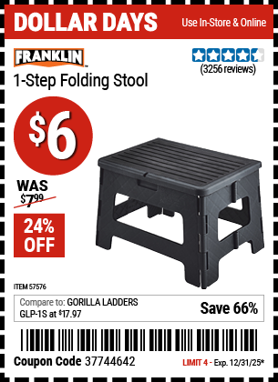 www.hfqpdb.com - FRANKLIN 1-STEP FOLDING STOOL, BLACK Lot No. 57576