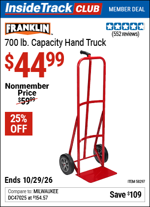 www.hfqpdb.com - FRANKLIN 700 LB. CAPACITY HAND TRUCK Lot No. 58297