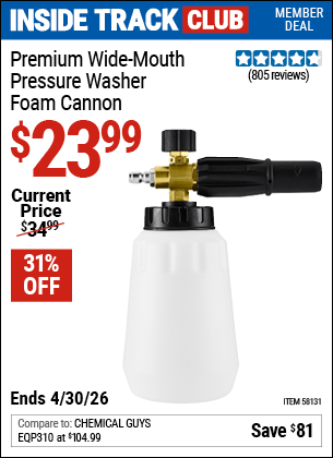 www.hfqpdb.com - PREMIUM WIDE-MOUTH PRESSURE WASHER FOAM CANNON Lot No. 58131