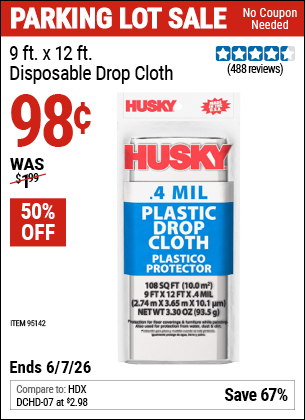 www.hfqpdb.com - HUSKY 9 FT. X 12 FT. DISPOSABLE DROP CLOTH Lot No. 95142