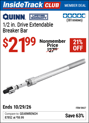 www.hfqpdb.com - QUINN 1/2 IN. DRIVE EXTENDABLE BREAKER BAR Lot No. 58627
