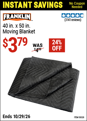 www.hfqpdb.com - FRANKLIN 40 IN. X 50 IN. MOVING BLANKET Lot No. 58328