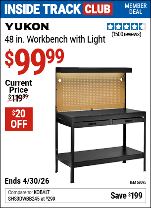 www.hfqpdb.com - YUKON 48 IN. WORKBENCH WITH LIGHT Lot No. 58695