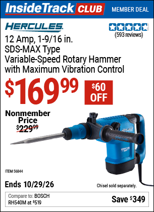 www.hfqpdb.com - HERCULES 12 AMP, 1-9/16 IN. SDS-MAX TYPE VARIABLE-SPEED ROTARY HAMMER WITH MAXIMUM VIBRATION CONTROL Lot No. 46844