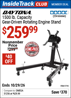 www.hfqpdb.com - DAYTONA 1500 LB. CAPACITY GEAR-DRIVEN ROTATING ENGINE STAND Lot No. 57745