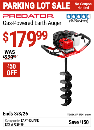 www.hfqpdb.com - PREDATOR GAS-POWERED EARTH AUGER Lot No. 63022/56257/57341