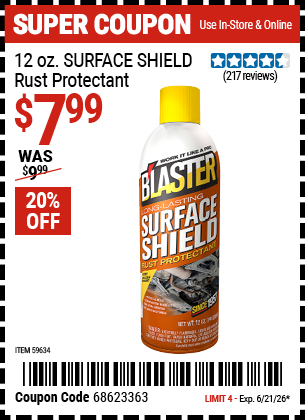 www.hfqpdb.com - B'LASTER 12 OZ. SURFACE SHIELD RUST PROTECTANT Lot No. 59634