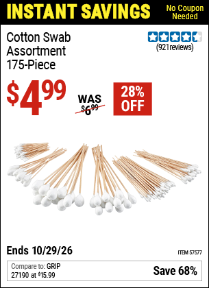www.hfqpdb.com - COTTON SWAB ASSORTMENT, 175-PIECE Lot No. 57577