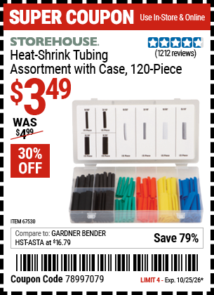 www.hfqpdb.com - STOREHOUSE HEAT-SHRINK TUBING ASSORTMENT WITH CASE, 120-PIECE Lot No. 67530