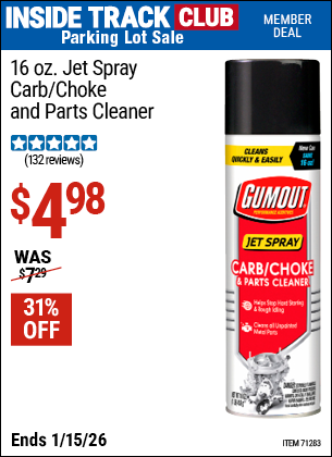 www.hfqpdb.com - GUMOUT 16 OZ. JET SPRAY CARB/CHOKE AND PARTS CLEANER Lot No. 71283
