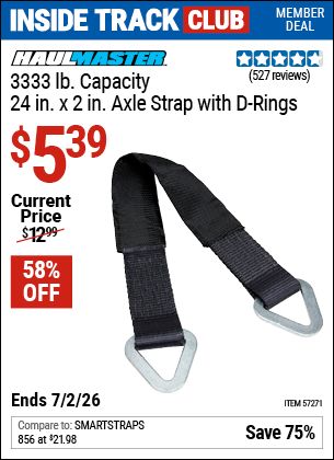 www.hfqpdb.com - HAUL-MASTER 3333 LB. CAPACITY, 24 IN. X 2 IN. AXLE STRAP WITH D-RINGS Lot No. 57271