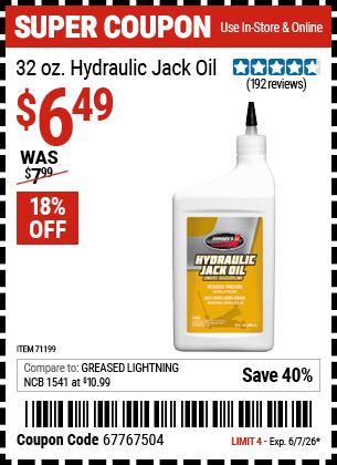 www.hfqpdb.com - JOHNSEN'S 32 OZ. HYDRAULIC JACK OIL Lot No. 71199