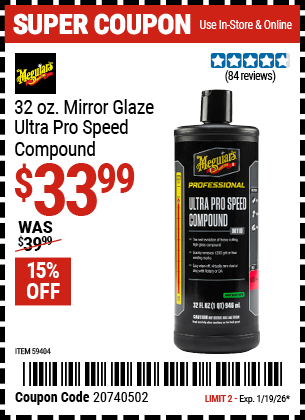 www.hfqpdb.com - MEGUIAR'S 32 OZ. MIRROR GLAZE ULTRA PRO SPEED COMPOUND Lot No. 59404