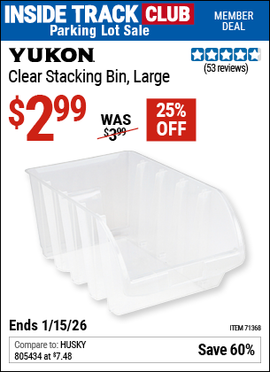 www.hfqpdb.com - YUKON CLEAR STACKING BIN, LARGE Lot No. 71368