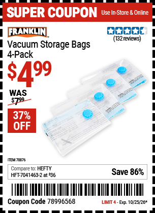 www.hfqpdb.com - FRANKLIN VACUUM STORAGE BAGS, 4-PACK Lot No. 70876