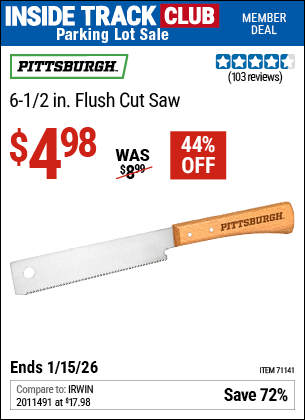 www.hfqpdb.com - PITTSBURGH 6-1/2 IN. FLUSH CUT SAW Lot No. 71141